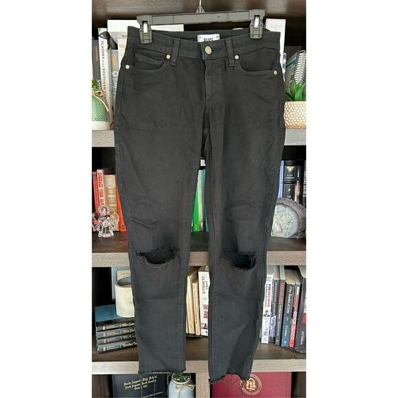 Paige Verdugo Ankle Distressed Raw Hem Jean In Black Size 27 - Picture 3 of 9
